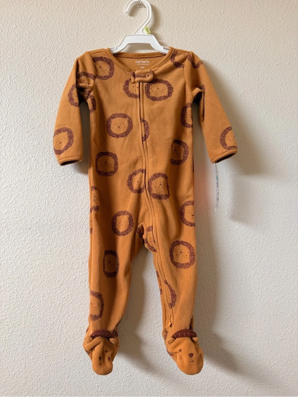 Carter's Rust Orange Lion Fleece Footie Pajamas
